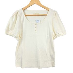 Madewell Eyelet Sleeve Henely Top | Size Medium